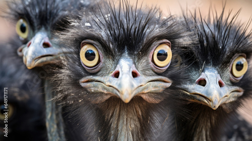 Group of Emu birds in the wild