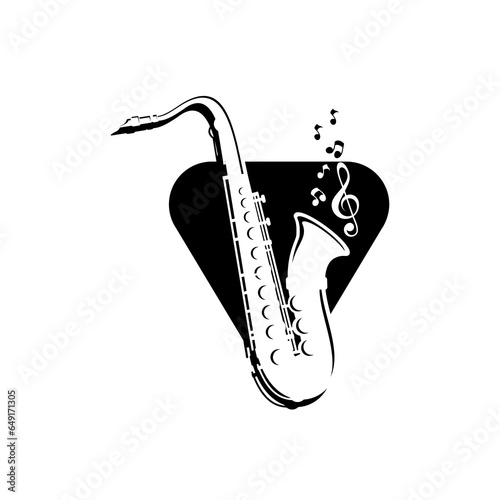 Canvas Print saxophone vector and musical scales, play music vector