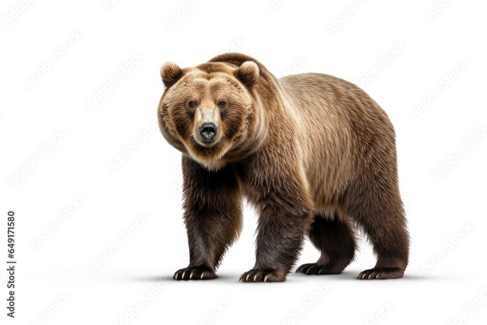 grizzly bear on white - obrazy, fototapety, plakaty 
