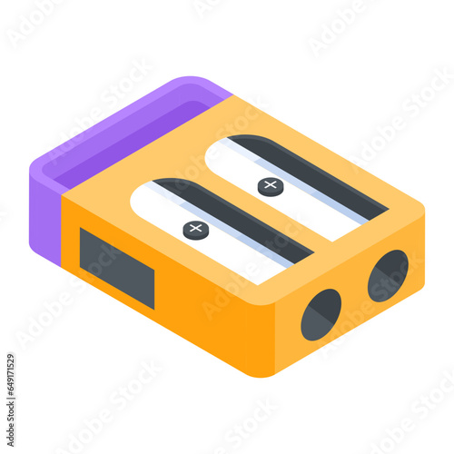 Easy to use isometric icon of sharpener