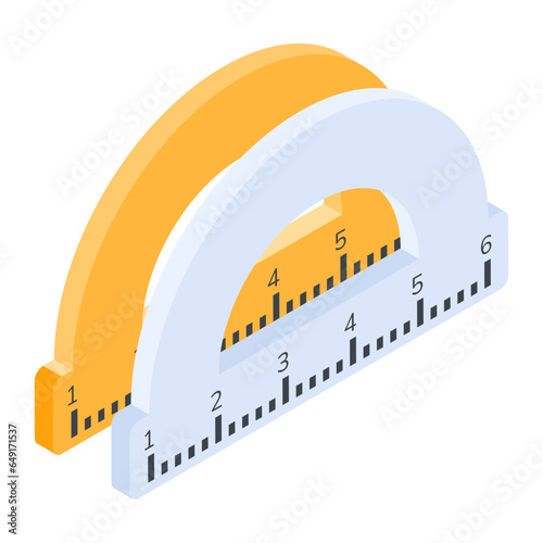 An isometric icon of protractors