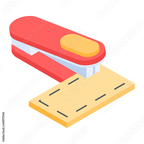 An editable isometric icon of stapler