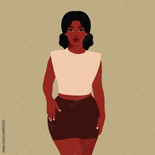 Afro black woman in elegant art style vector