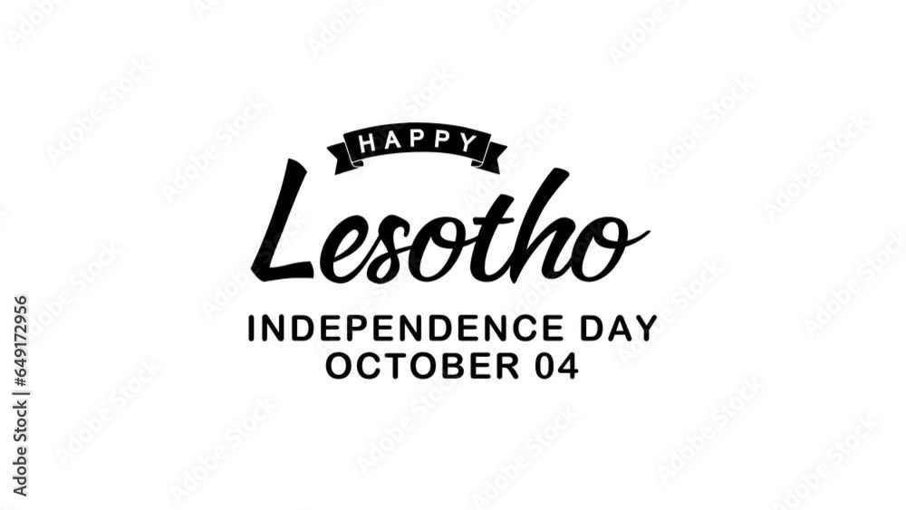 Happy Lesotho Independence Day Text Animation. Great for Lesotho Independence Day Celebrations, lettering with alpha or transparent background, for banner, social media feed wallpaper stories