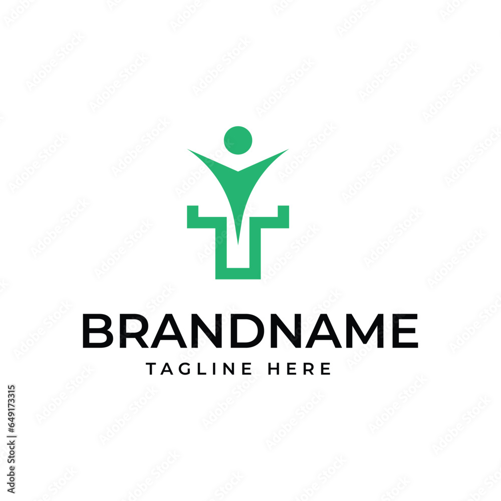 The letter T logo combined with an abstract human shape The letter T logo combined with an abstract human shape