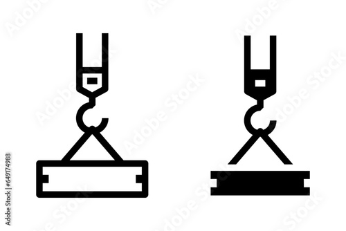 Crane hook vector icon set. Tower crane symbol