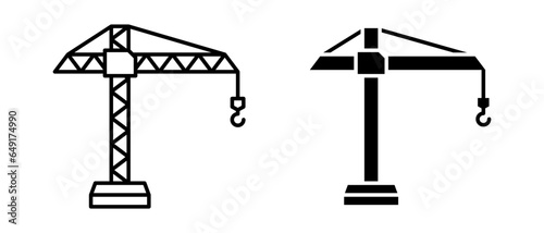Tower crane vector icon set. Construction symbol photo