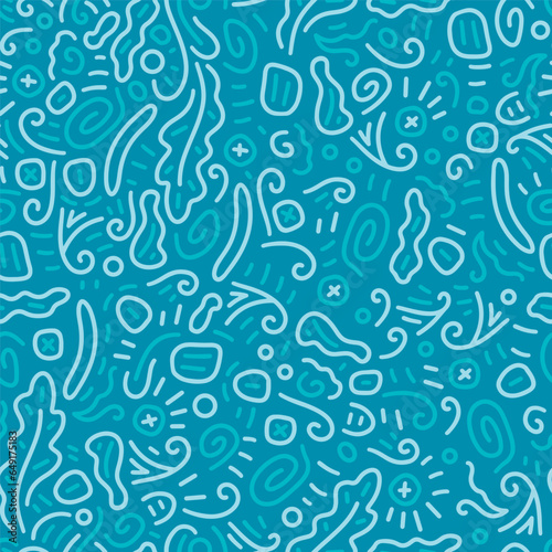 Ocean doodle pattern. Can be printed on any material: package, merch, fabric, home.