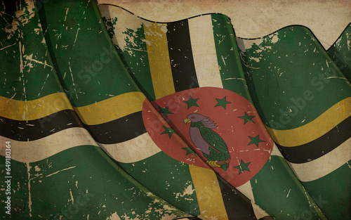 Old Paper Print - Waving Flag of Dominica