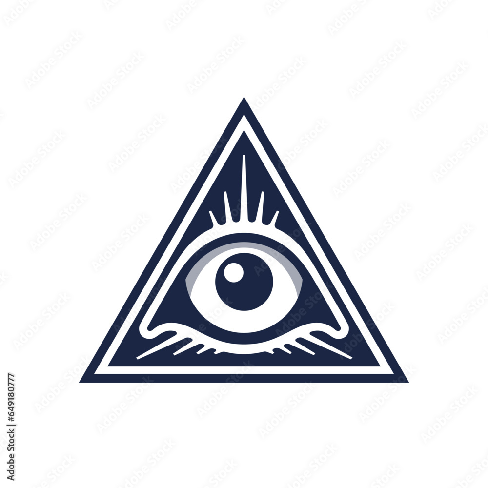 Naklejka premium All seeing eye pyramid logo. Esoteric occult icon. Eye of horus in triangle symbol concept. Vector illustration.