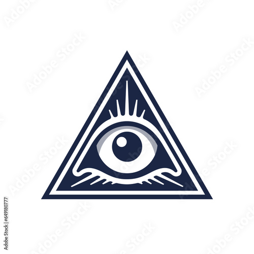 All seeing eye pyramid logo. Esoteric occult icon. Eye of horus in triangle symbol concept. Vector illustration.