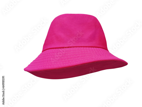 Pink bucket hat isolated on white background