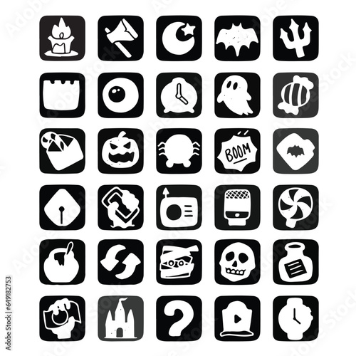 Halloween Icons In Black And White