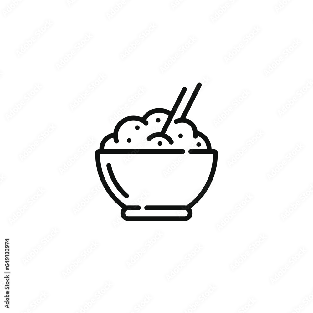 Rice bowl line icon isolated on white background Rice bowl line icon isolated on white background