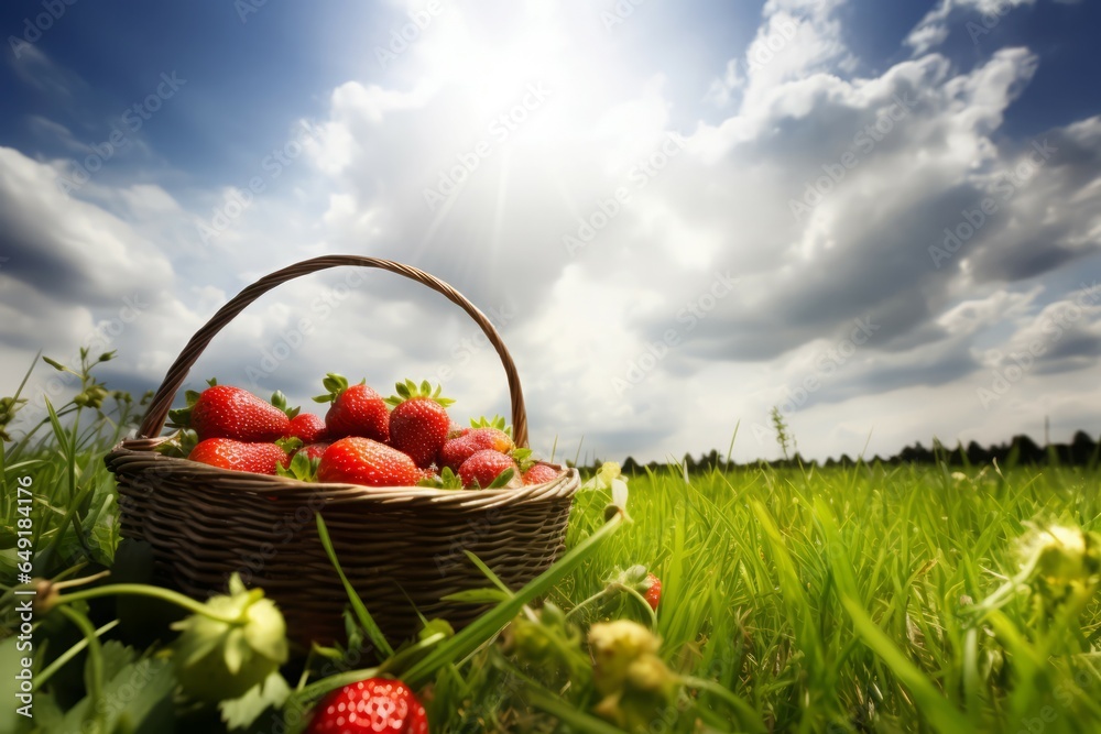 Strawberry basket clouds. Generate Ai Strawberry basket clouds. Generate Ai