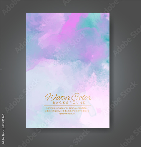 Cards with watercolor background. Design for your cover, date, postcard, banner, logo.