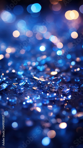 Blue glitter particles abstract background