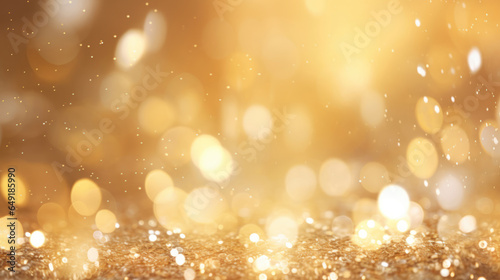 Christmas lightening and bokeh golden background