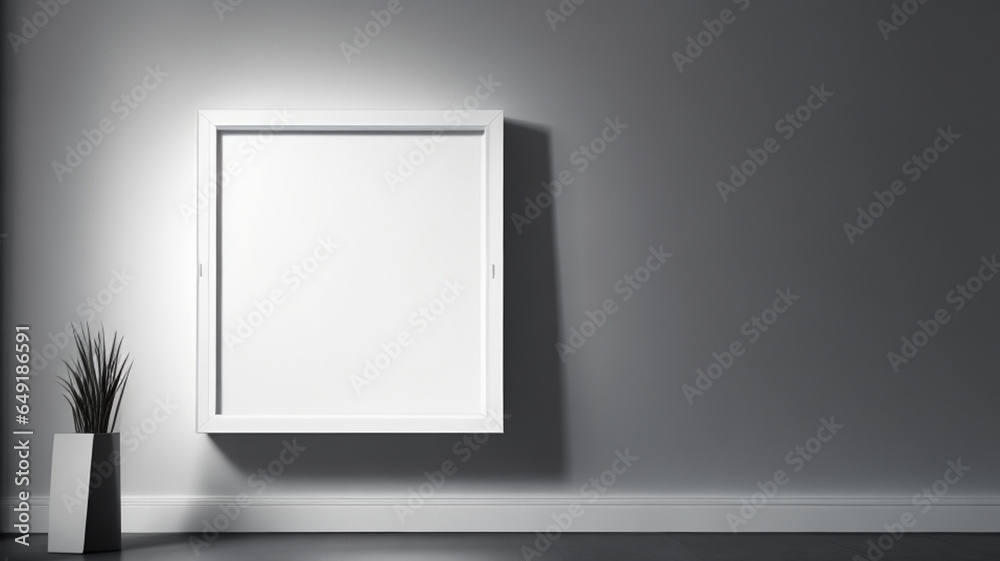 White blank picture frame on the wall. Mock up, 3D Rendering. White blank picture frame on the wall. Mock up, 3D Rendering.