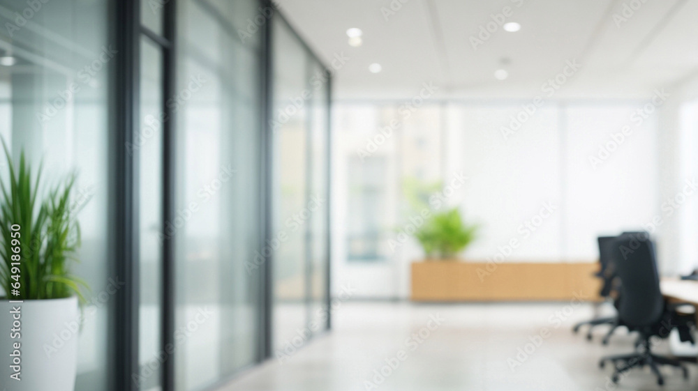 Fototapeta premium Blurred image of modern office interior for background usage. Business concept.