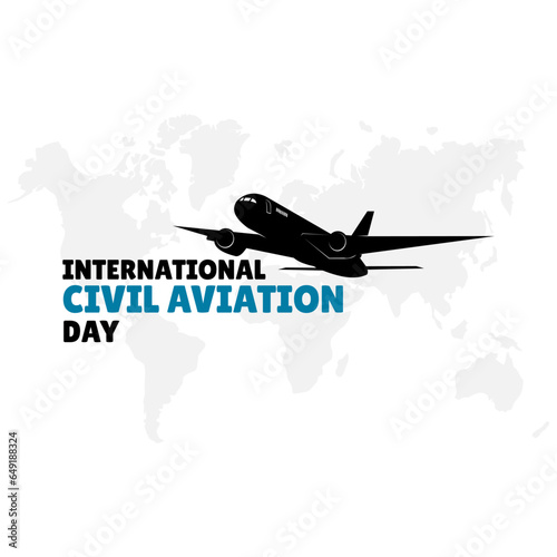silhouette of an airplane with a world map as the background, to commemorate international civil aviation day, December 7