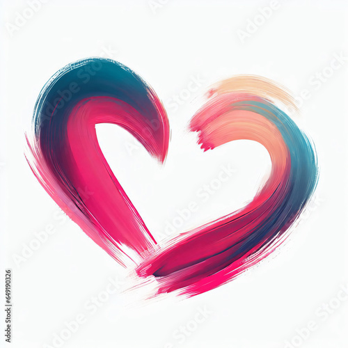 Colorful love heart shape design using paint brush stroke 4K