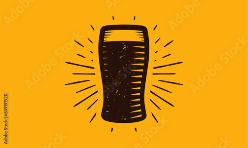Vintage Fresh Beer Glass Vector Logo