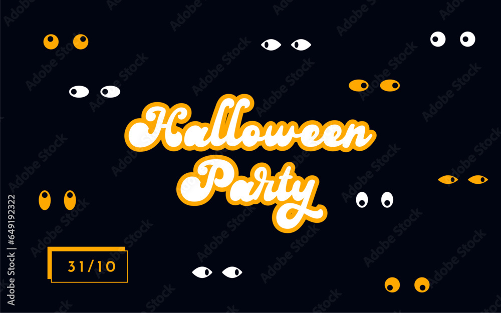 Illustration vectorielle de d'Halloween. Affiche de plusieurs paires d'yeux pour Halloween. Oeil menacants, effrayant, sombre, avec des astuces ou des friandises pour la fête d'Halloween. Pattern