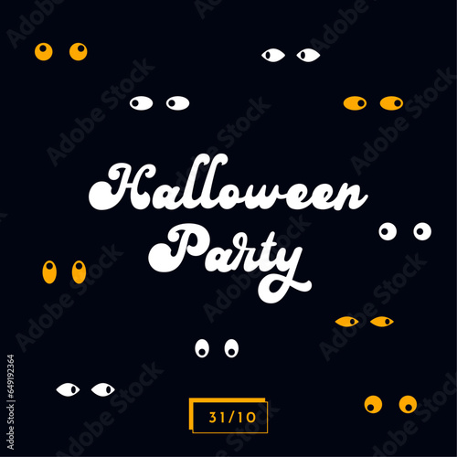 Illustration vectorielle de d'Halloween. Affiche de plusieurs paires d'yeux pour Halloween. Oeil menacants, effrayant, sombre, avec des astuces ou des friandises pour la fête d'Halloween. Pattern