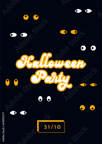 Illustration vectorielle de d'Halloween. Affiche de plusieurs paires d'yeux pour Halloween. Oeil menacants, effrayant, sombre, avec des astuces ou des friandises pour la fête d'Halloween. Pattern
