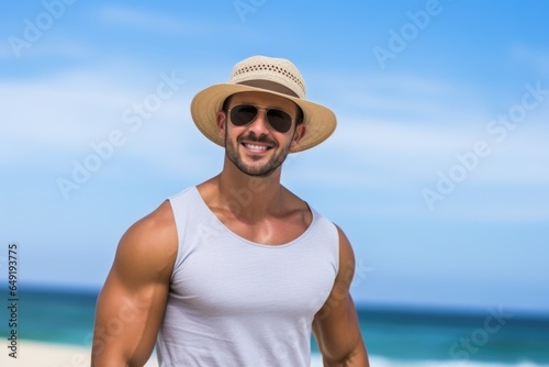 Wallpaper Mural handsome caucasian man on the beach Torontodigital.ca