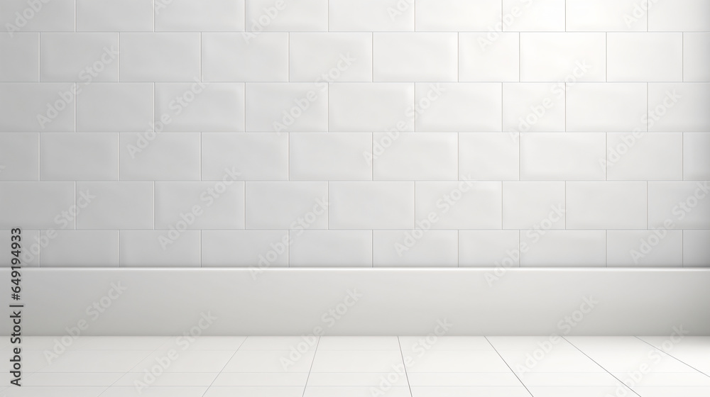 White ceramic tile wall and floor background and texture - Generative AI