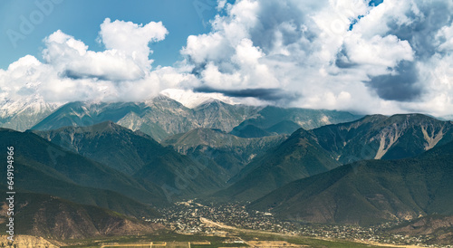 Panoramic view of Sheki city is located in the foothills of the Caucasus Mountains photo