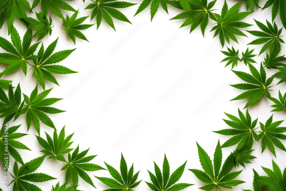Beautiful blank white background or circle and cannabis leaves around with space for product, text or inscriptions. View from above.generative ai
Beautiful blank white background or circle and cannabis leaves around with space for product, text or inscriptions. View from above.generative ai