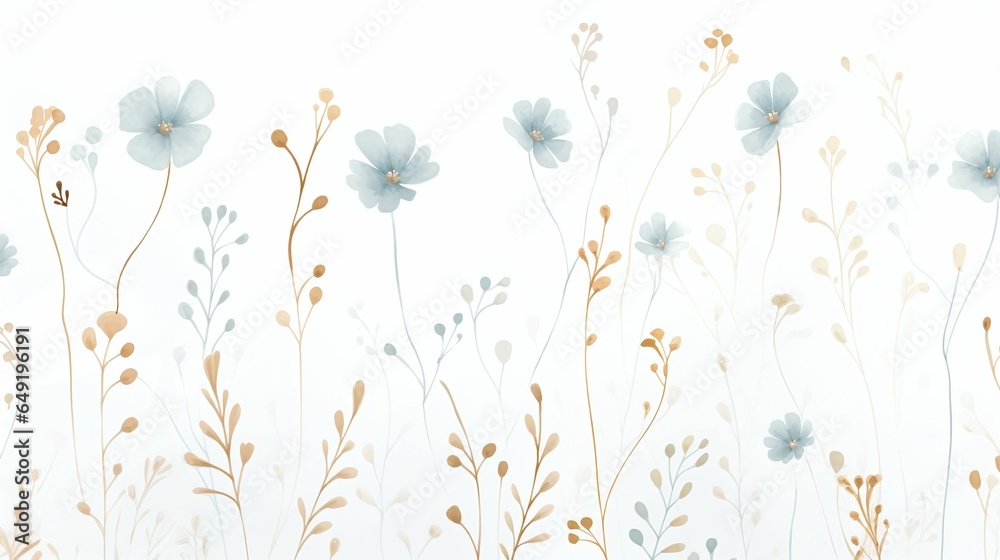 Fototapeta Seamless pattern with watercolor flowers. Floral background. Floral card.