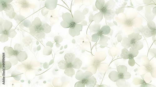Floral background. White and beige flowers. Vector illustration.