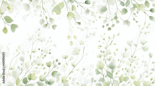 Watercolor seamless pattern with eucalyptus branches and leaves. Botanical art. © Natart