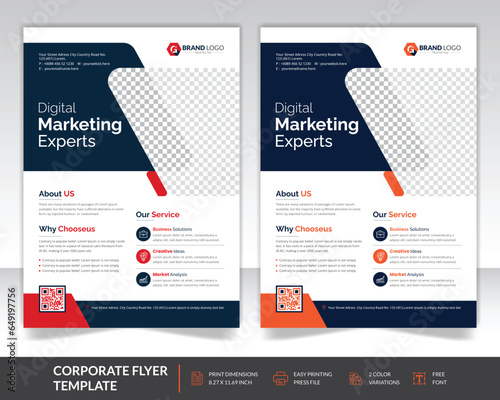 Corporate flyer template design with two color variations design, Corporate business flyer template design, Modern Corporate flyer design