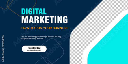 Dark and light blue abstract banner design for marketing, online element banner and sign templates design