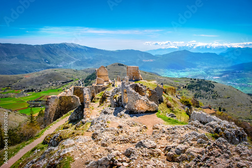 Panoramic view over Rocca Calascio in Abruzzo Gran Sasso National Park - Italy