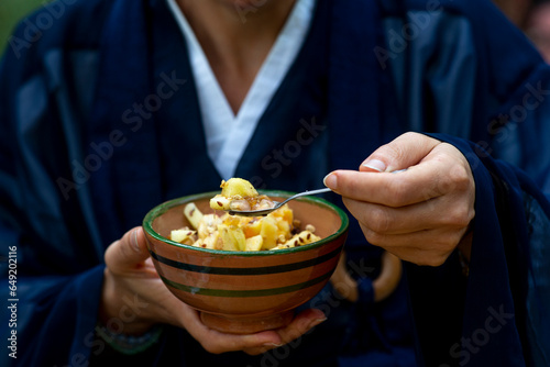Canvas Print Breakfast during a sesshin (retreat) in Morocco.