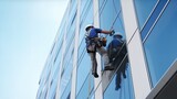 window cleaning worker in apartment