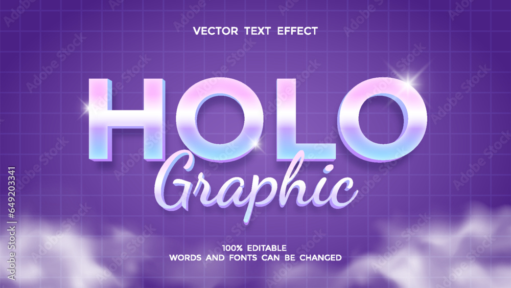 holographic editable 3d text effect