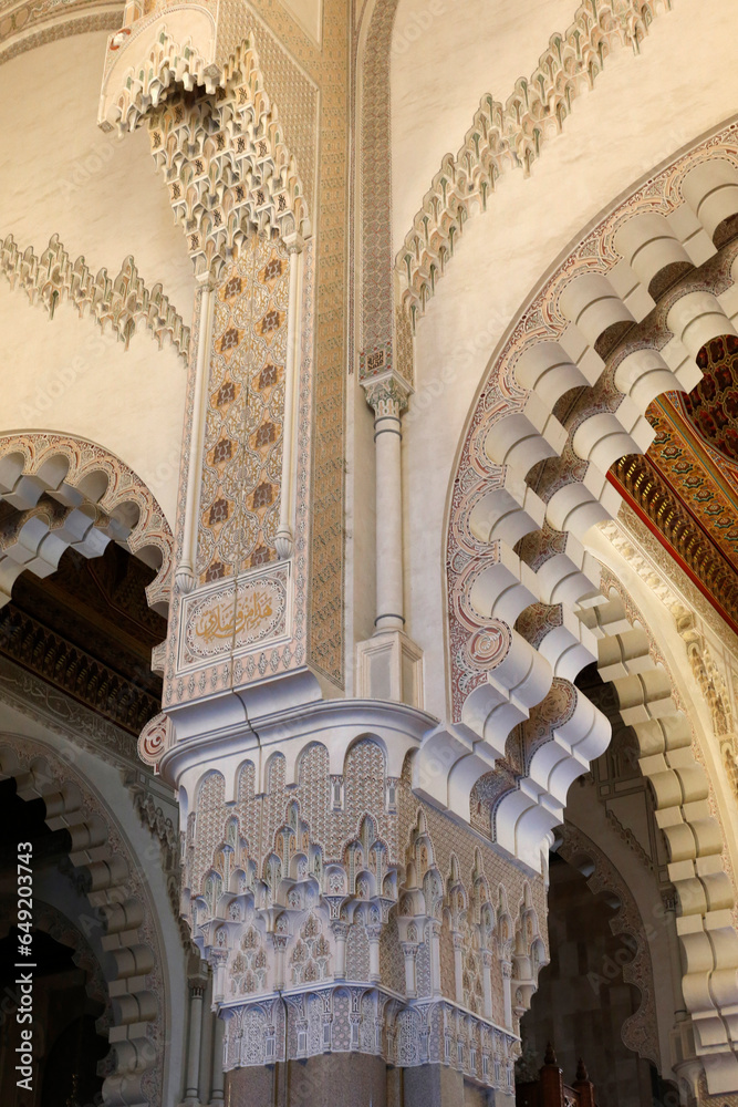 Hassan II mosque, Casablanca, Morocco. Architectural details.