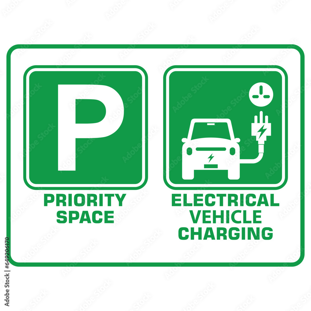 Priority electrical vehicle charging, sign vector Priority electrical vehicle charging, sign vector