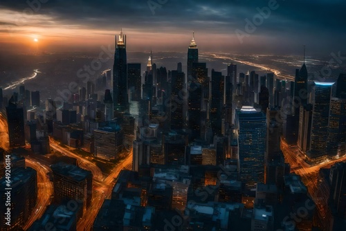 lightning over the city Generative AI