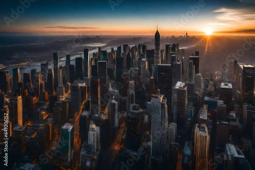 sunset over the city  Generative AI © Sajawal