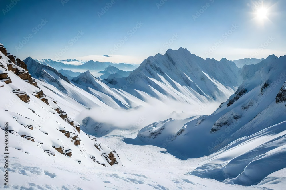 snow covered mountains Generative AI