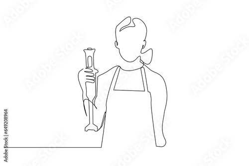 woman cook housewife blender cooking lifestyle line art design