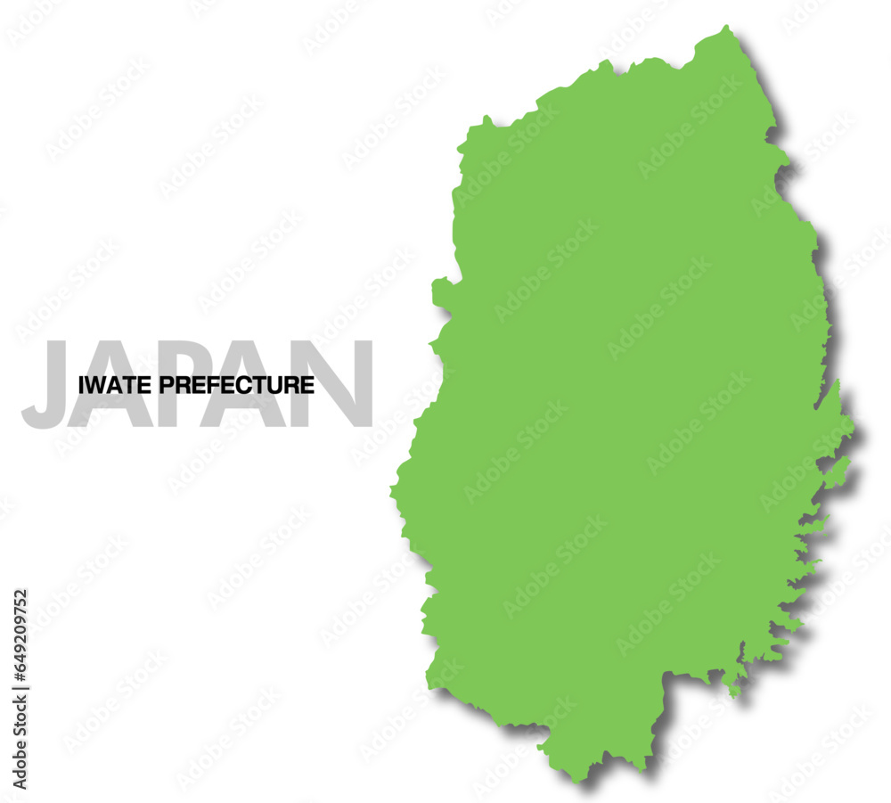岩手県の地図 影付き 日本